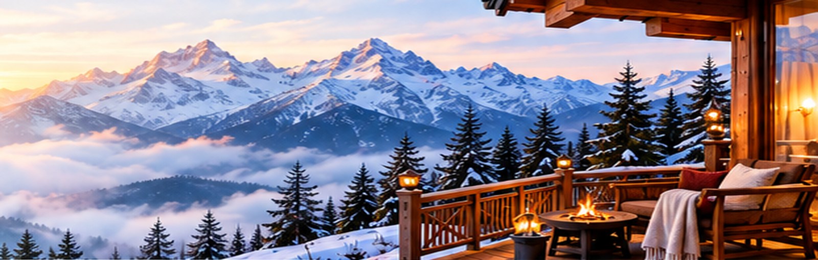 Snow-covered Himalayan mountain landscape near Auli